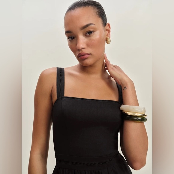 NEW Reformation Everett Sleeveless Linen Embroidered Midi Dress | US 4 UK 8 - Picture 4 of 13